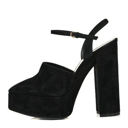 Saint Laurent Kid Scamosciato Kassia 95 Platform Pump 37.5 Black 1 of 9