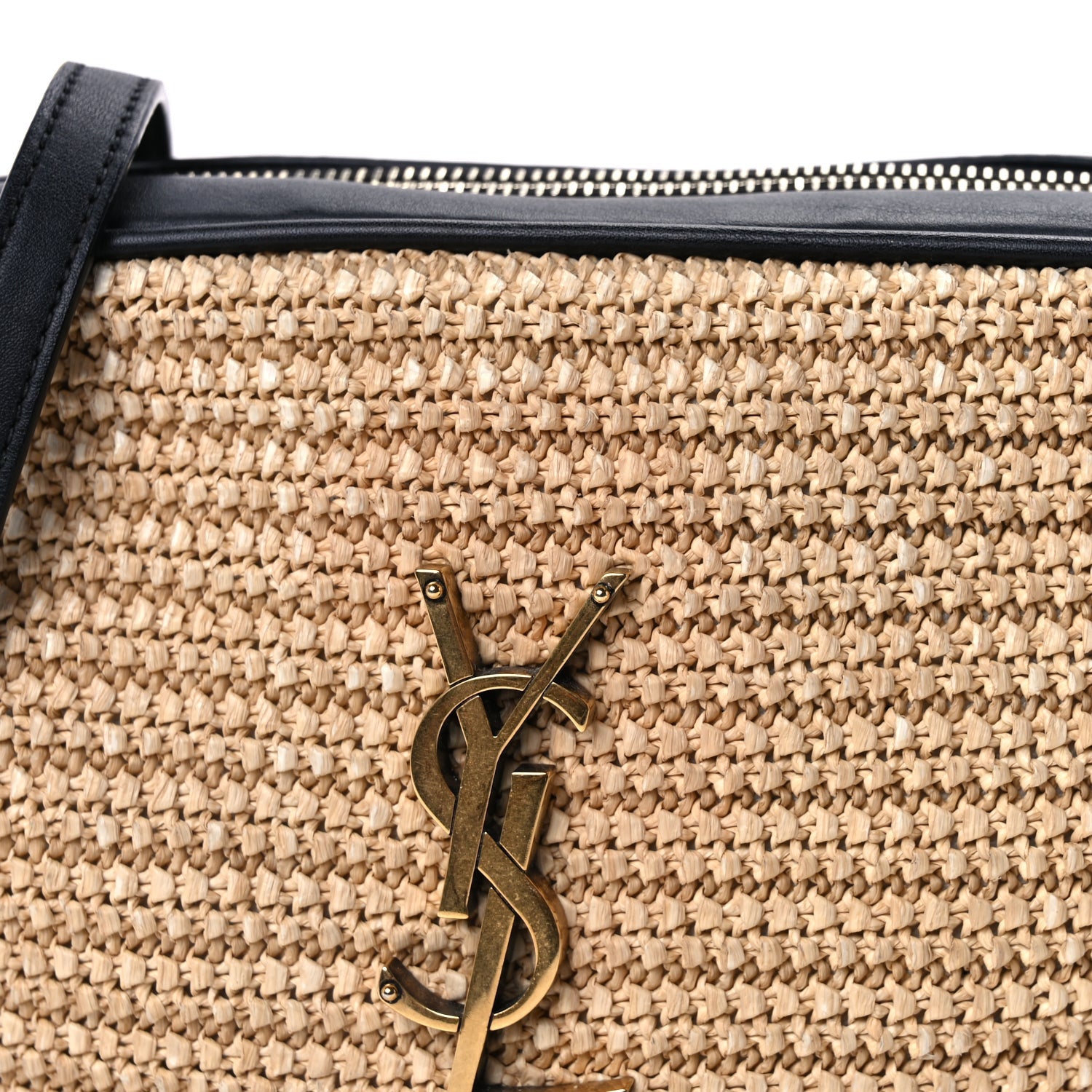 Saint Laurent Raffia Canvas Monogram Lou Camera Bag Beige Black 6 of 7