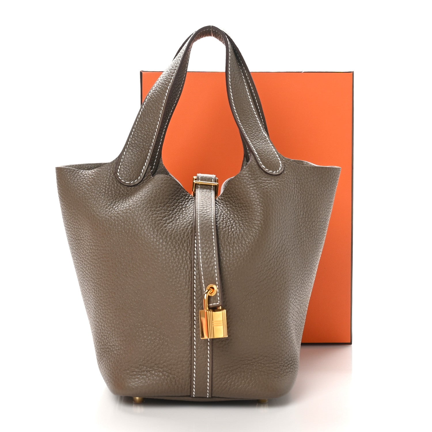 Hermes Taurillon Clemence Picotin Lock 18 PM Etoupe 11 of 11