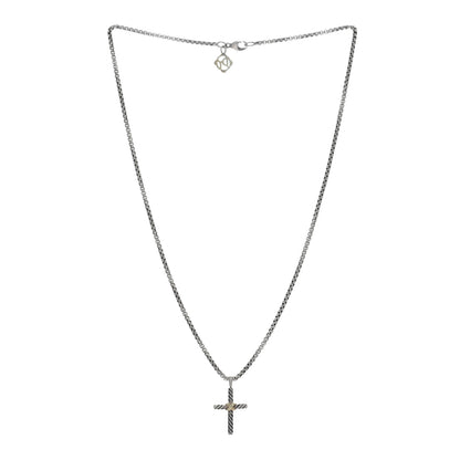 David Yurman Sterling Silver 14K Yellow Gold Petite X Cross Pendant Necklace 3 of 5