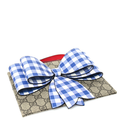Gucci GG Supreme Monogram Bow Wristlet Blue White 4 of 6