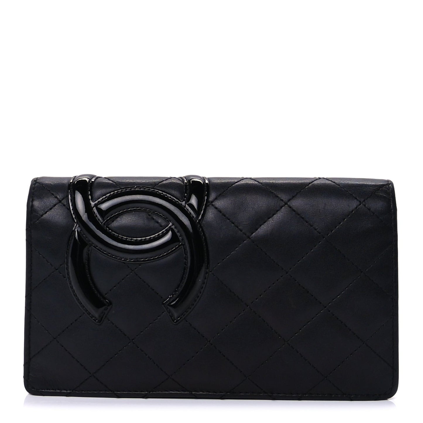 Calfskin Quilted Cambon Yen Wallet Black