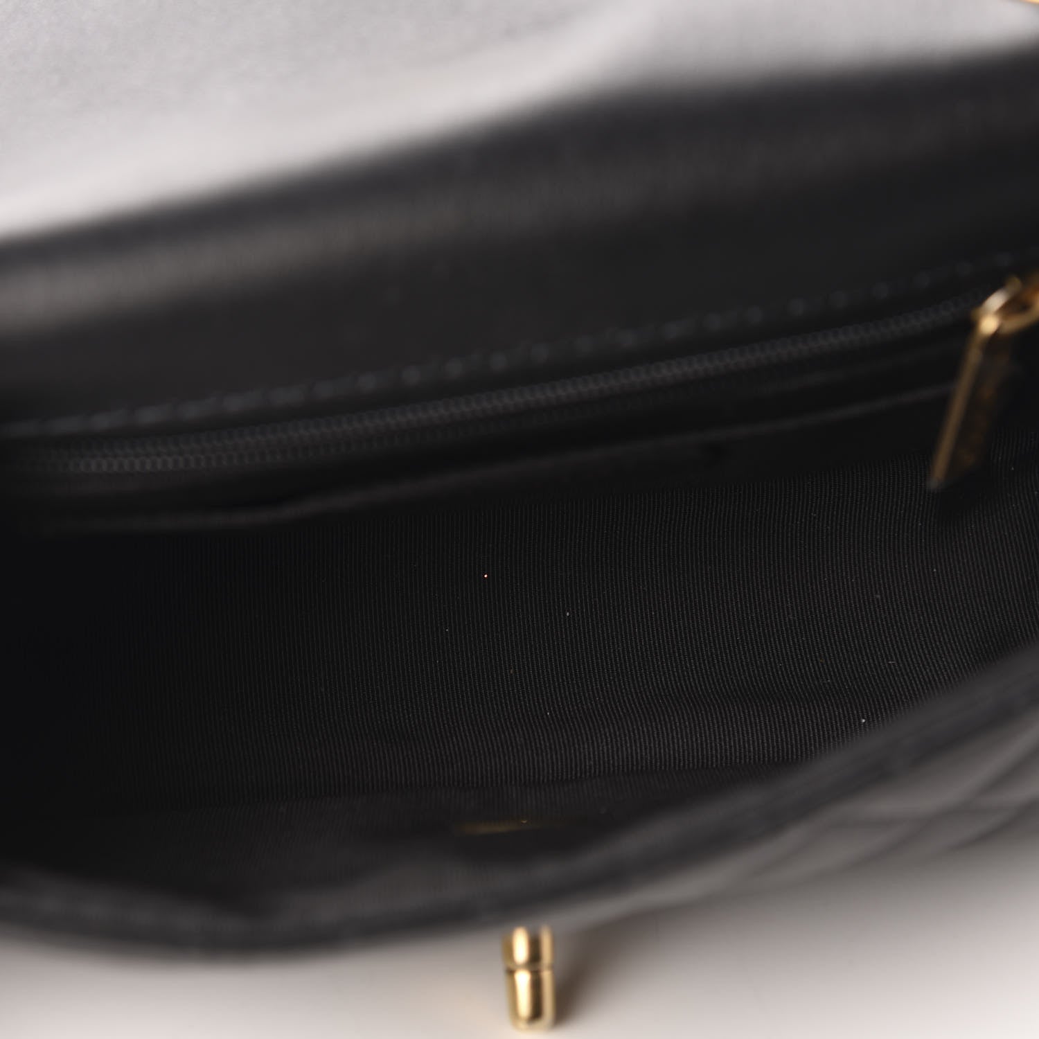 Chanel Calfskin Quilted Small Strap Into Flap Bag Black Brown 5 of 10