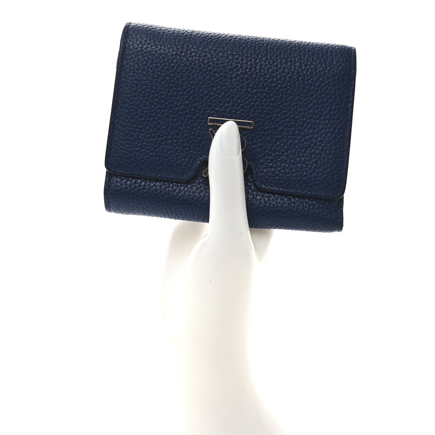 Grained Calfskin TB Compact Wallet Rich Navy