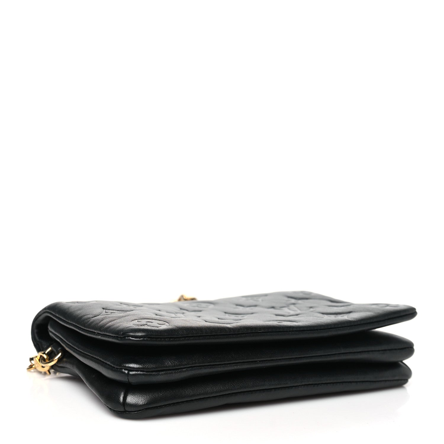 Louis Vuitton Lambskin Embossed Monogram Pochette Coussin Black 4 of 10