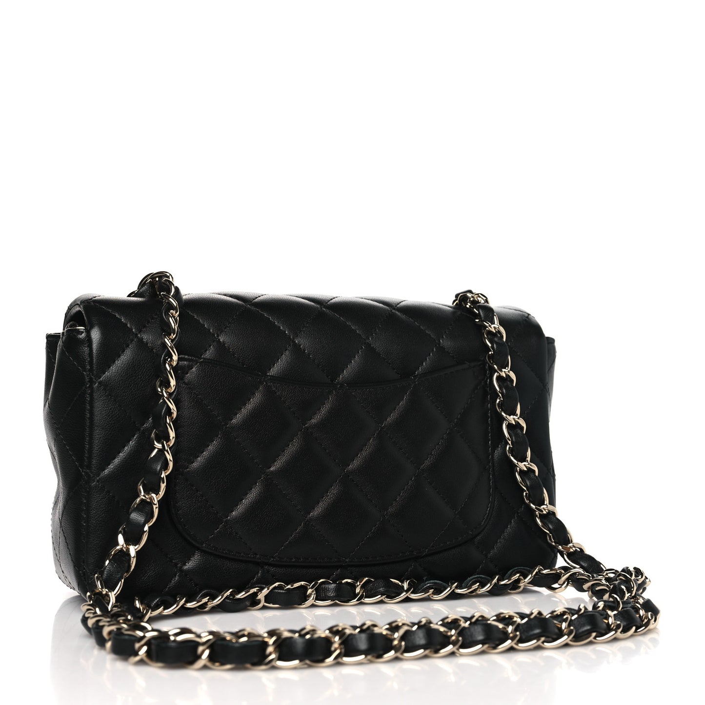 Lambskin Quilted Mini Rectangular Flap Black