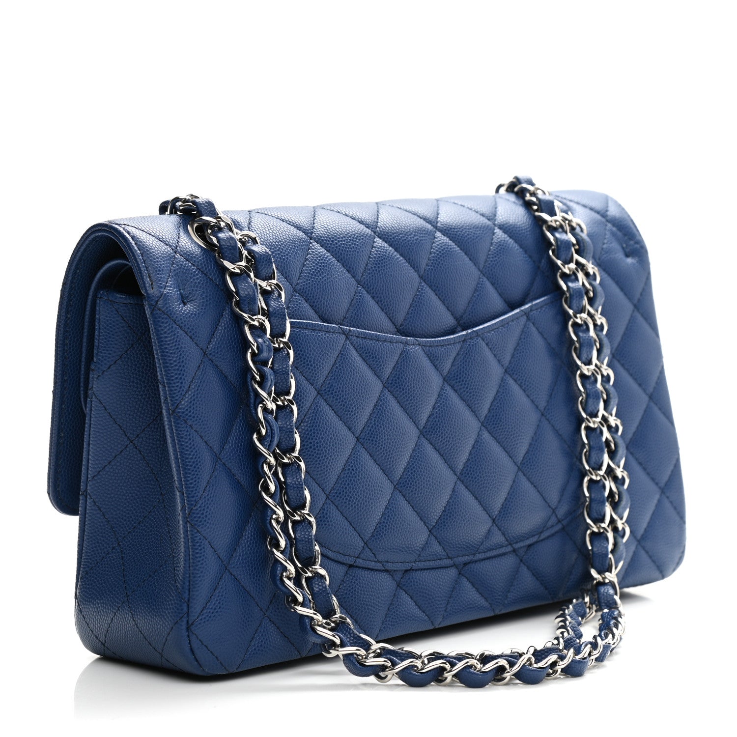 Chanel Caviar Quilted Medium Double Flap Blue 3 of 11
