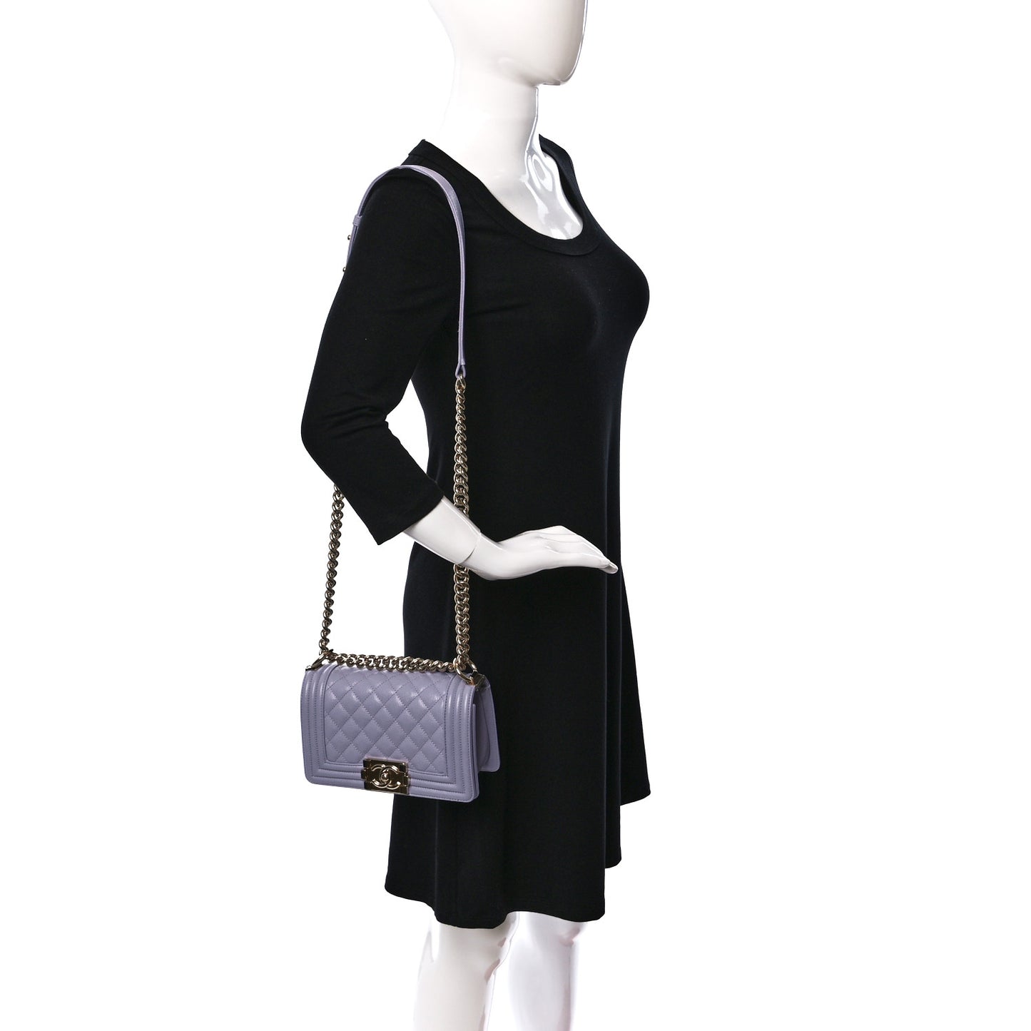 Caviar Quilted Small Boy Flap Light Purple