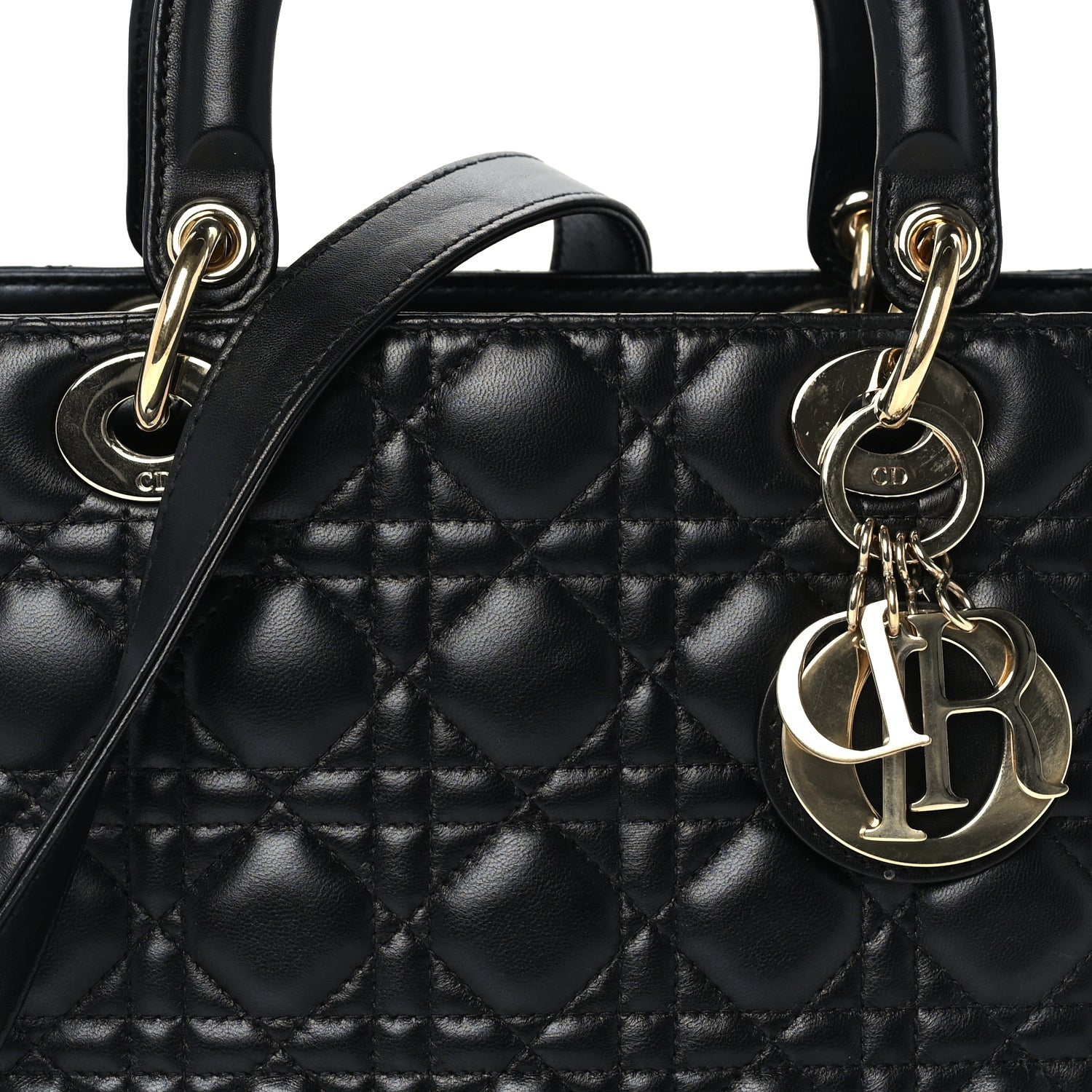Christian Dior Lambskin Cannage Medium Lady Dior  Black 7 of 9
