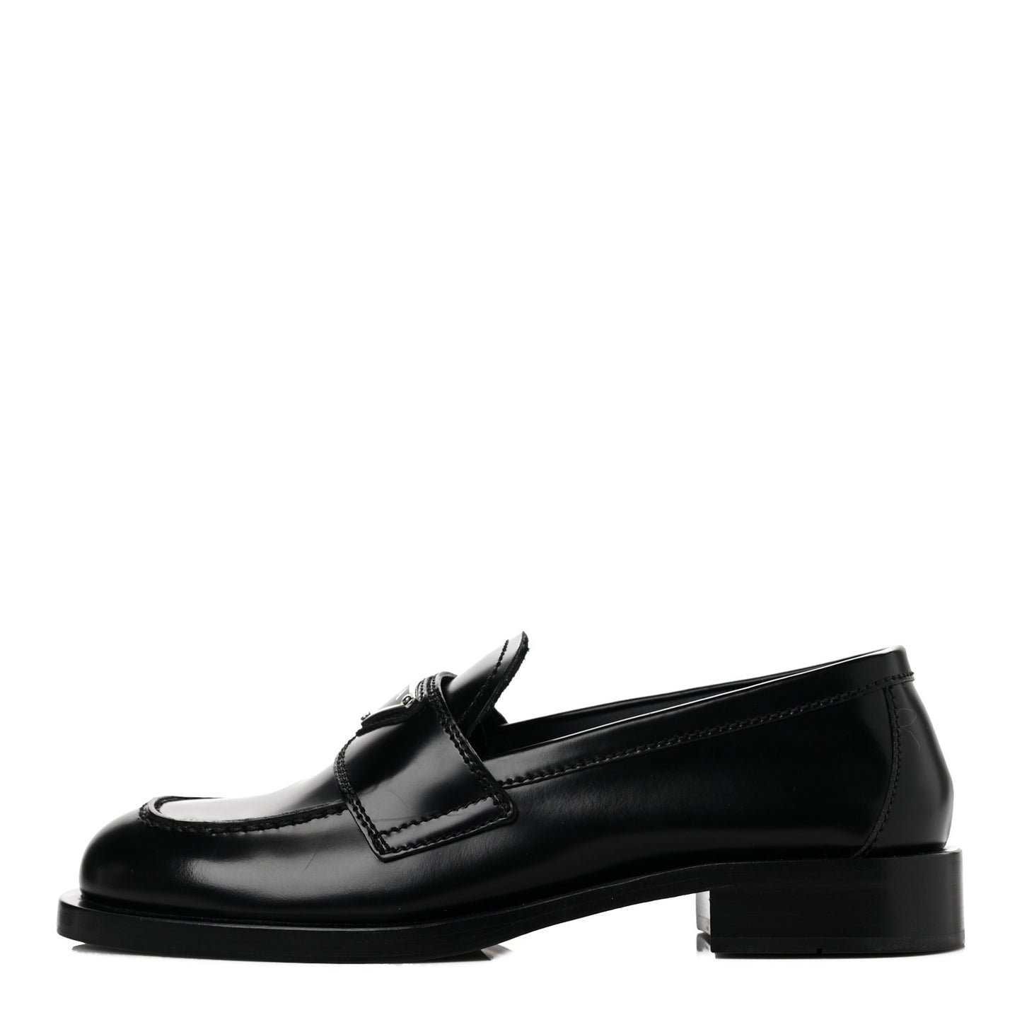 Spazzolato Metal Triangle Logo 20mm Loafers 36 Black