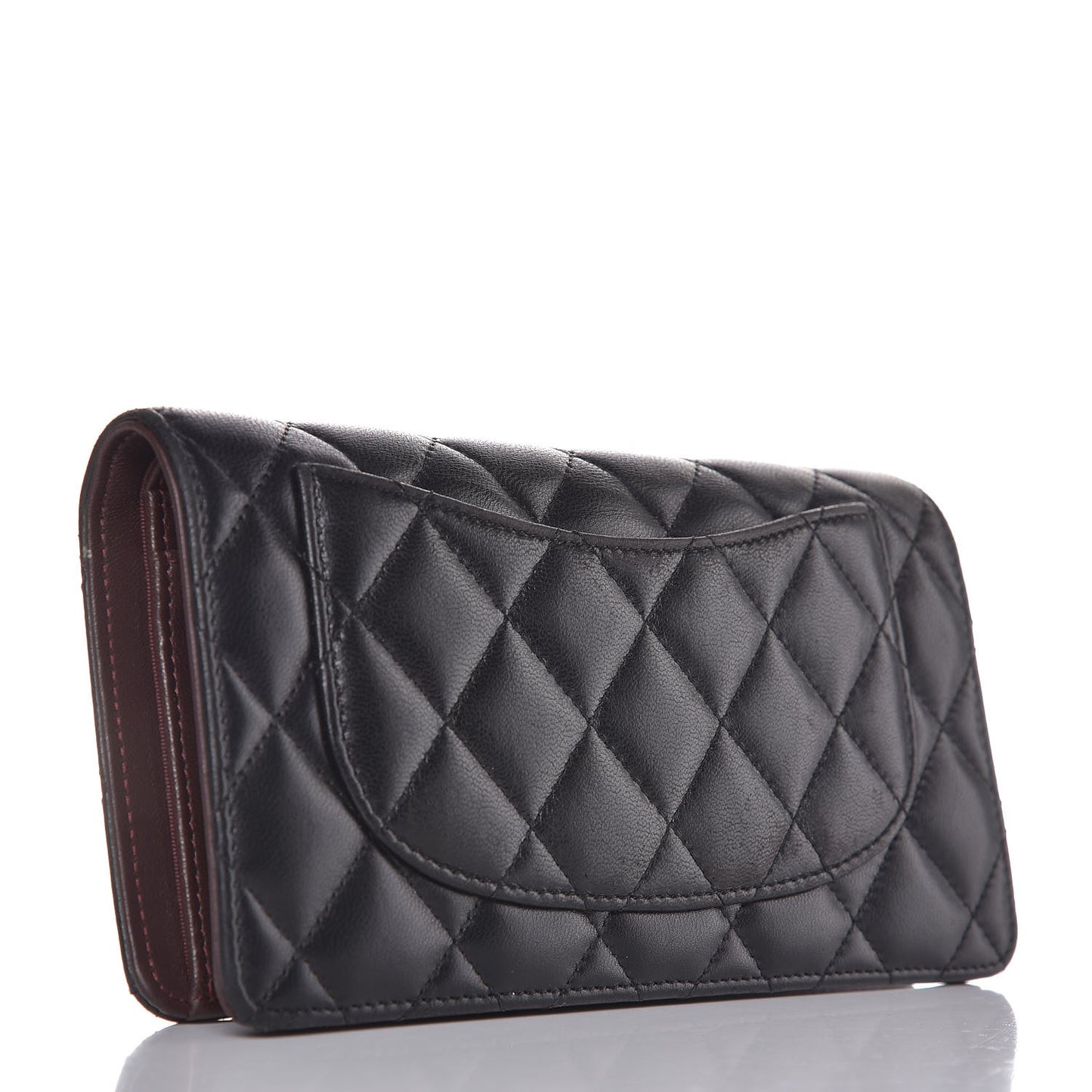 Lambskin Quilted Yen Wallet Black