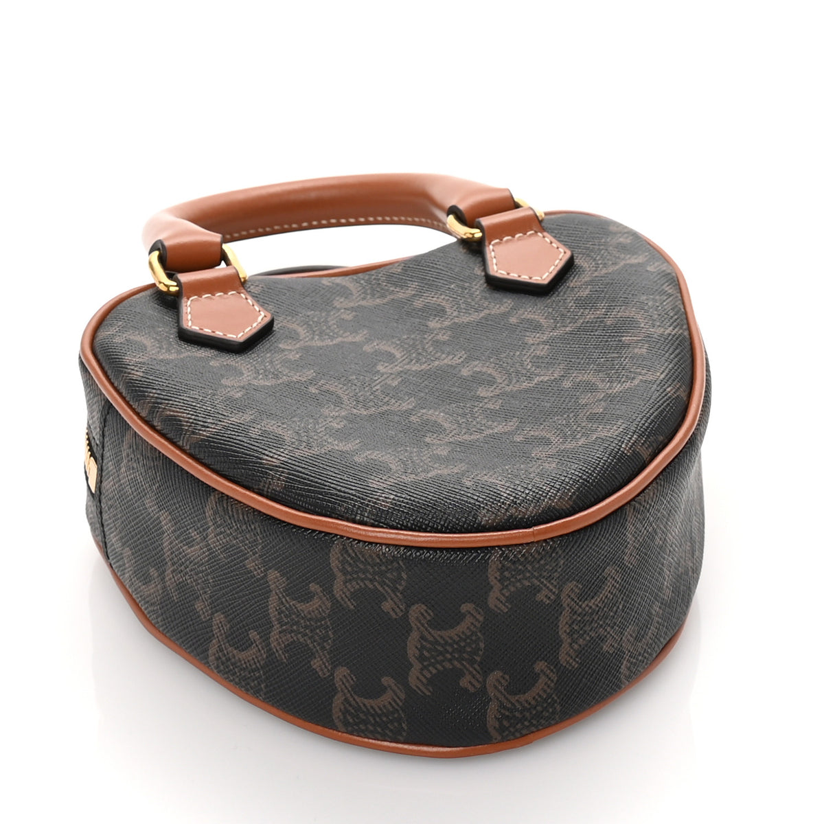 Triomphe Canvas Calfskin Heart Bag Tan