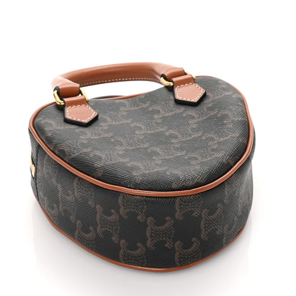 Celine Triomphe Canvas Calfskin Heart Bag Tan 3 of 8