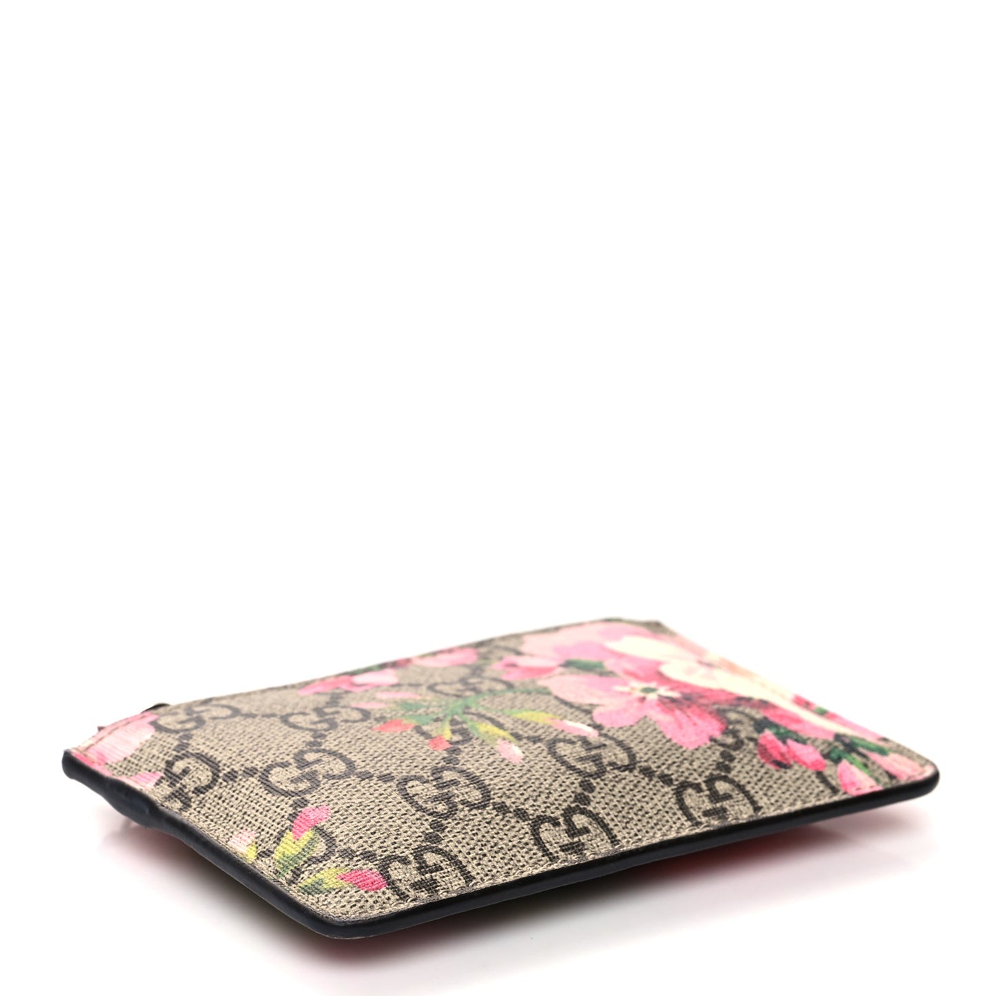 GG Supreme Monogram Blooms Key Ring Coin Case Beige Multicolor Dry Rose