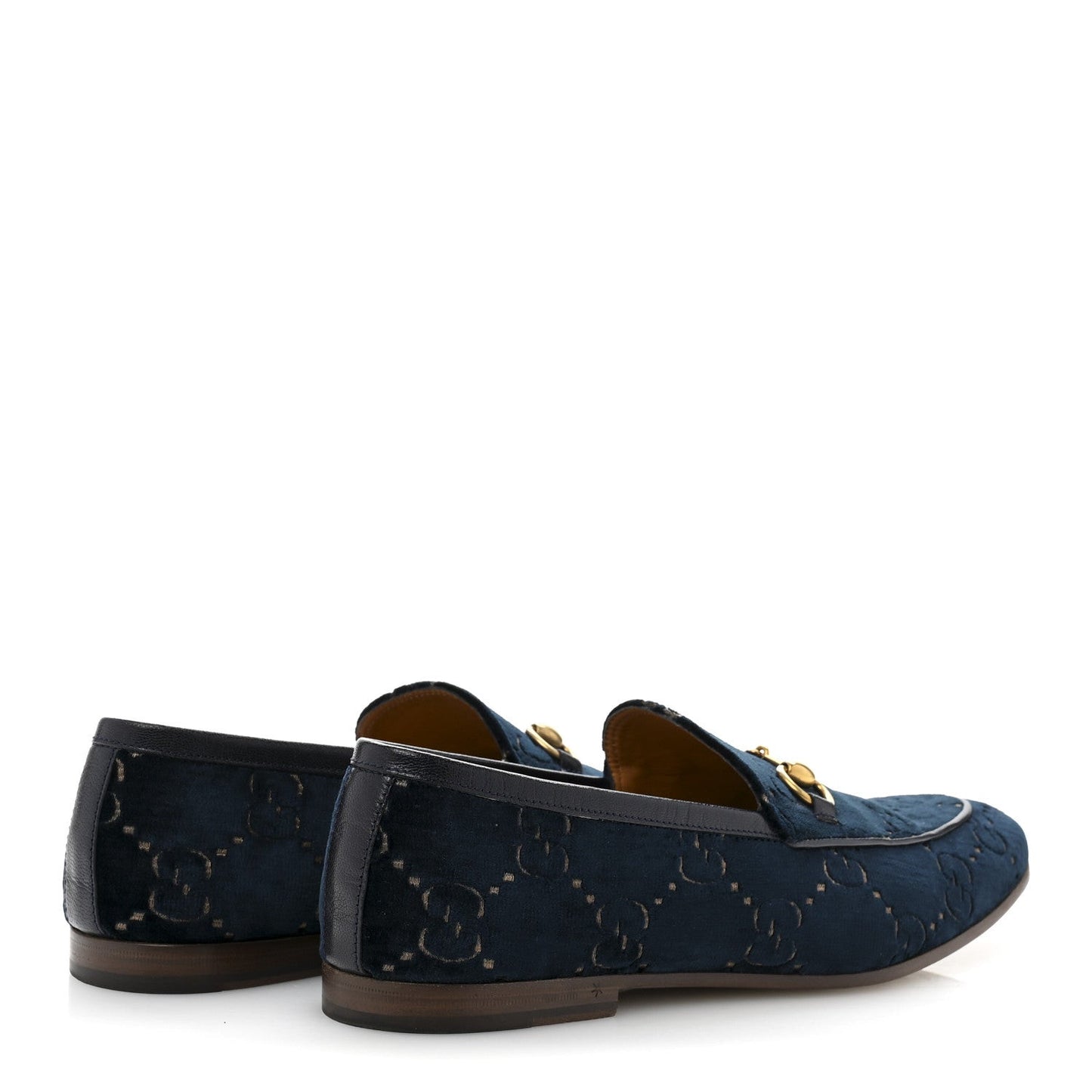 Velvet GG Monogram Horsebit Mens Jordaan Loafers 8.5 Blue Beige