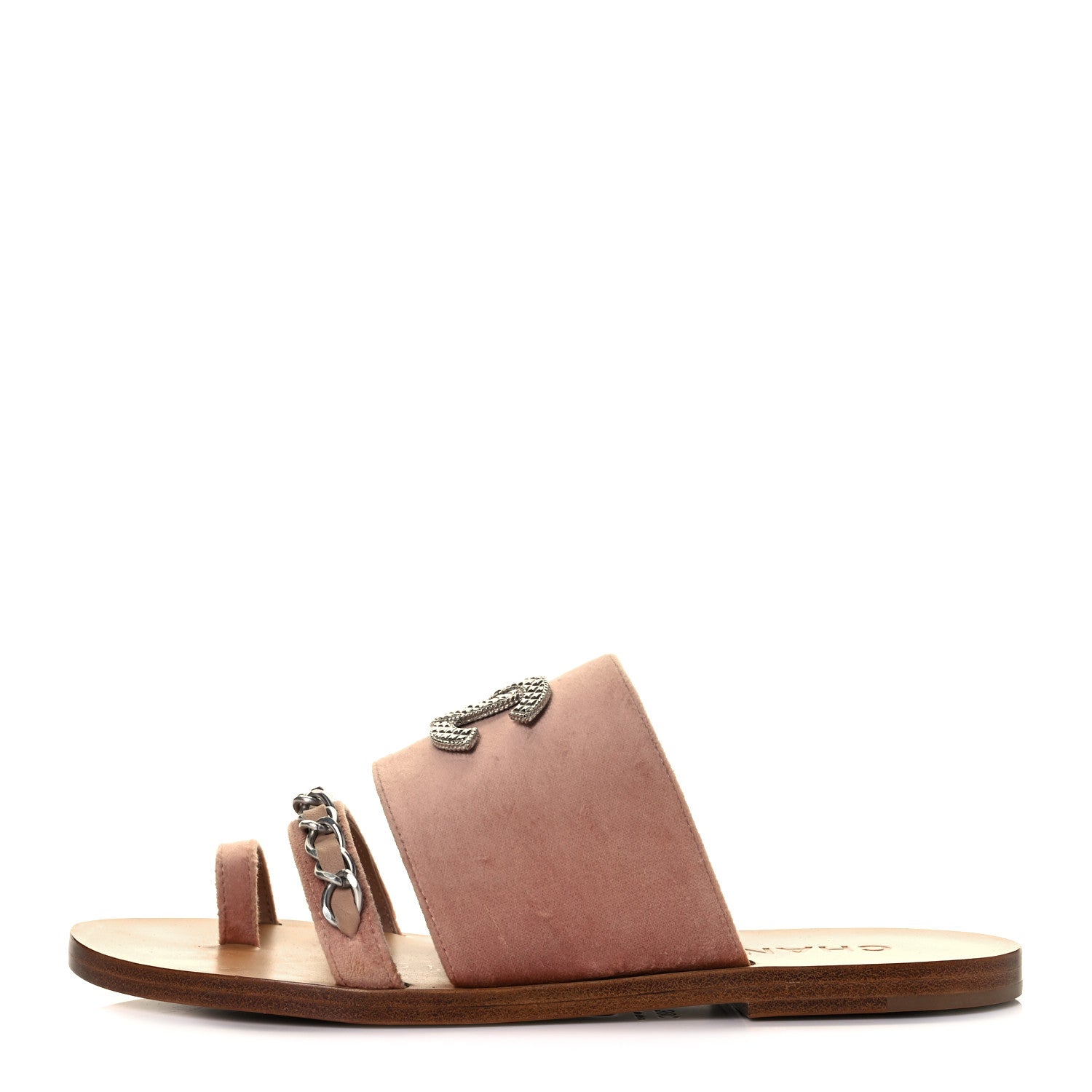 Chanel Velvet Chain Mule Sandals 39 Beige 2 of 20