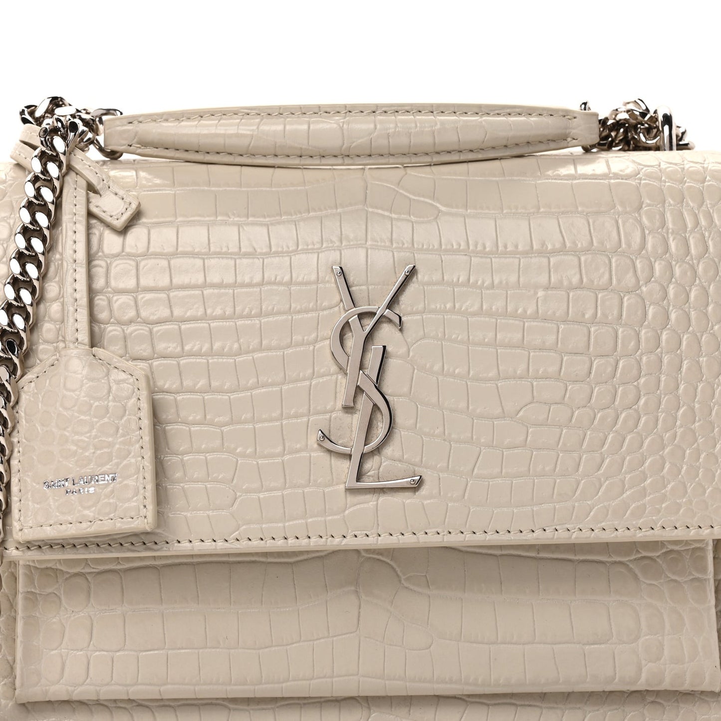 Calfskin Crocodile Embossed Medium Monogram Sunset Blanc Vintage