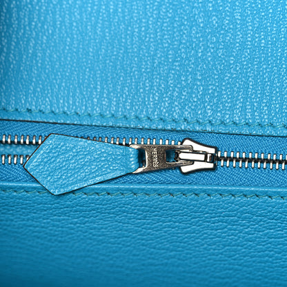 Hermes Chevre Horseshoe Birkin 30 Parme Bleu Aztec 22 of 35