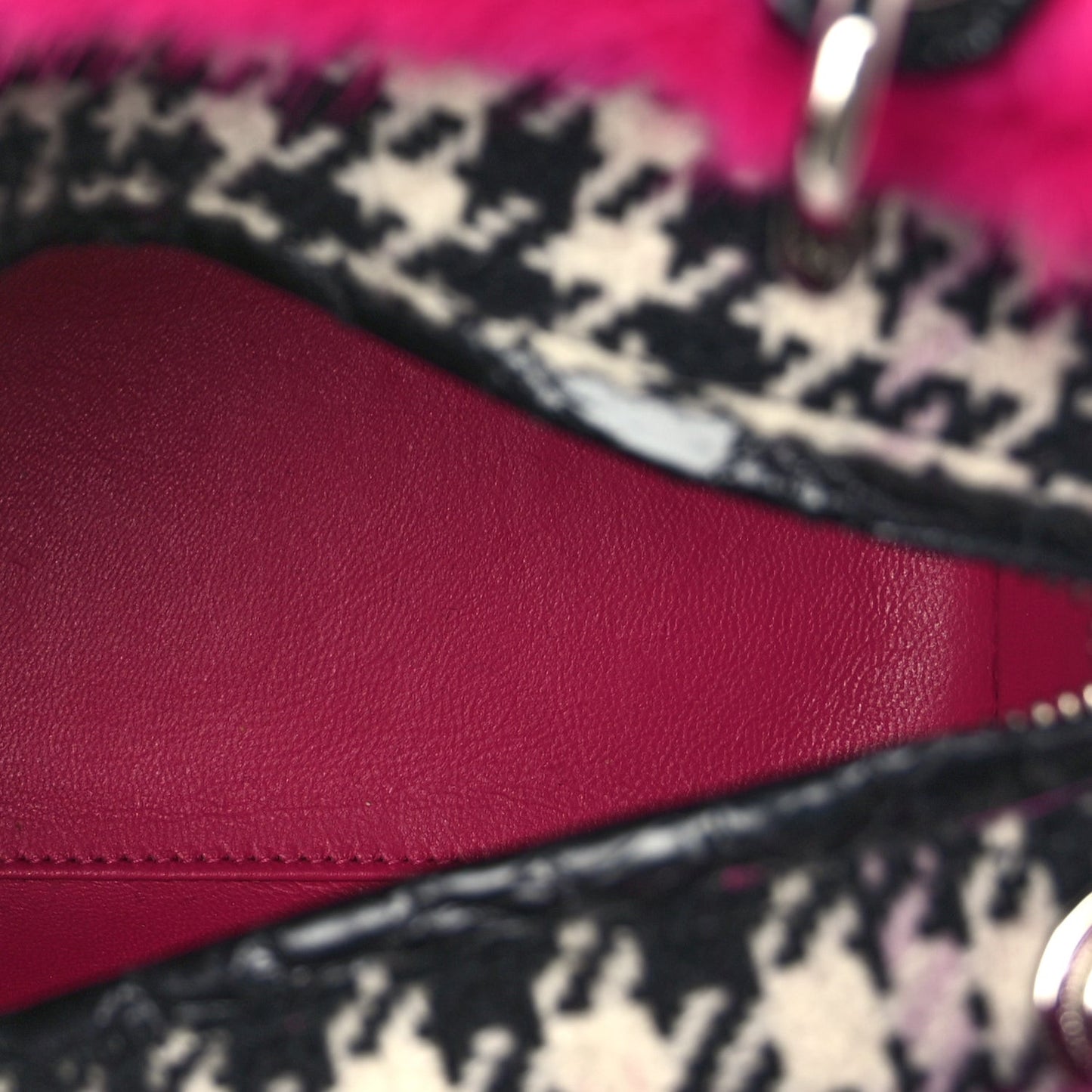 Tweed Crocodile Mink Plaid Medium Lady Dior Black Pink White