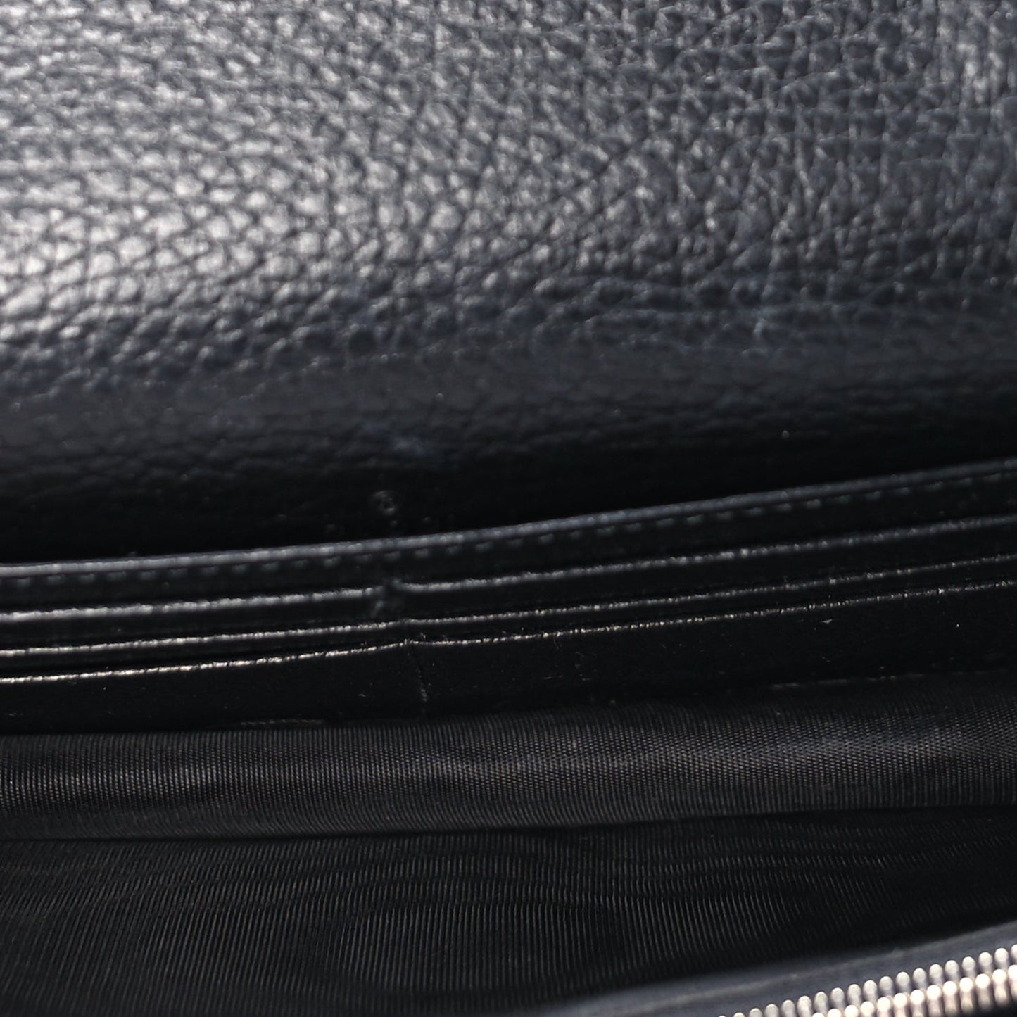 Dollar Calfskin Enamel Monochrome Mini GG Marmont Chain Wallet Black