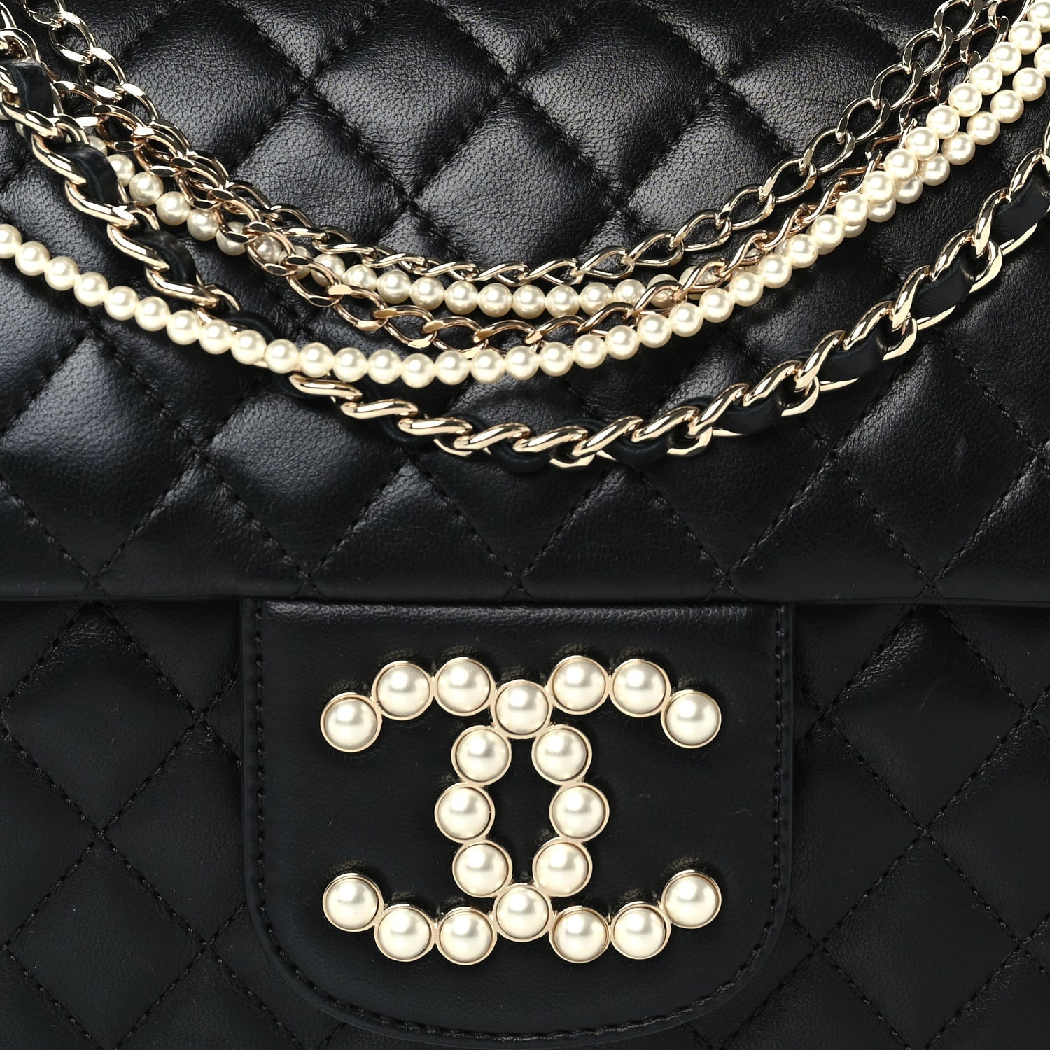 Chanel Lambskin Medium Westminster Pearl Flap  Black 8 of 10