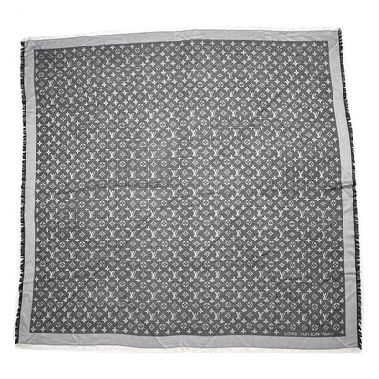 Louis Vuitton Wool Silk Monogram Denim Shawl Black 1 of 4