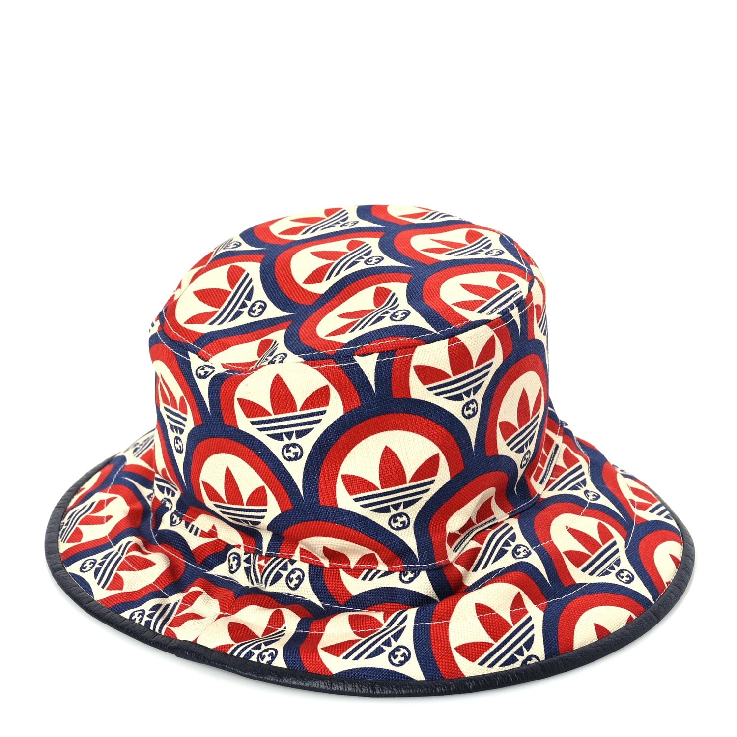 Gucci X ADIDAS Canvas Trefoil Interlocking G Bucket Hat M Red White Blue 2 of 7