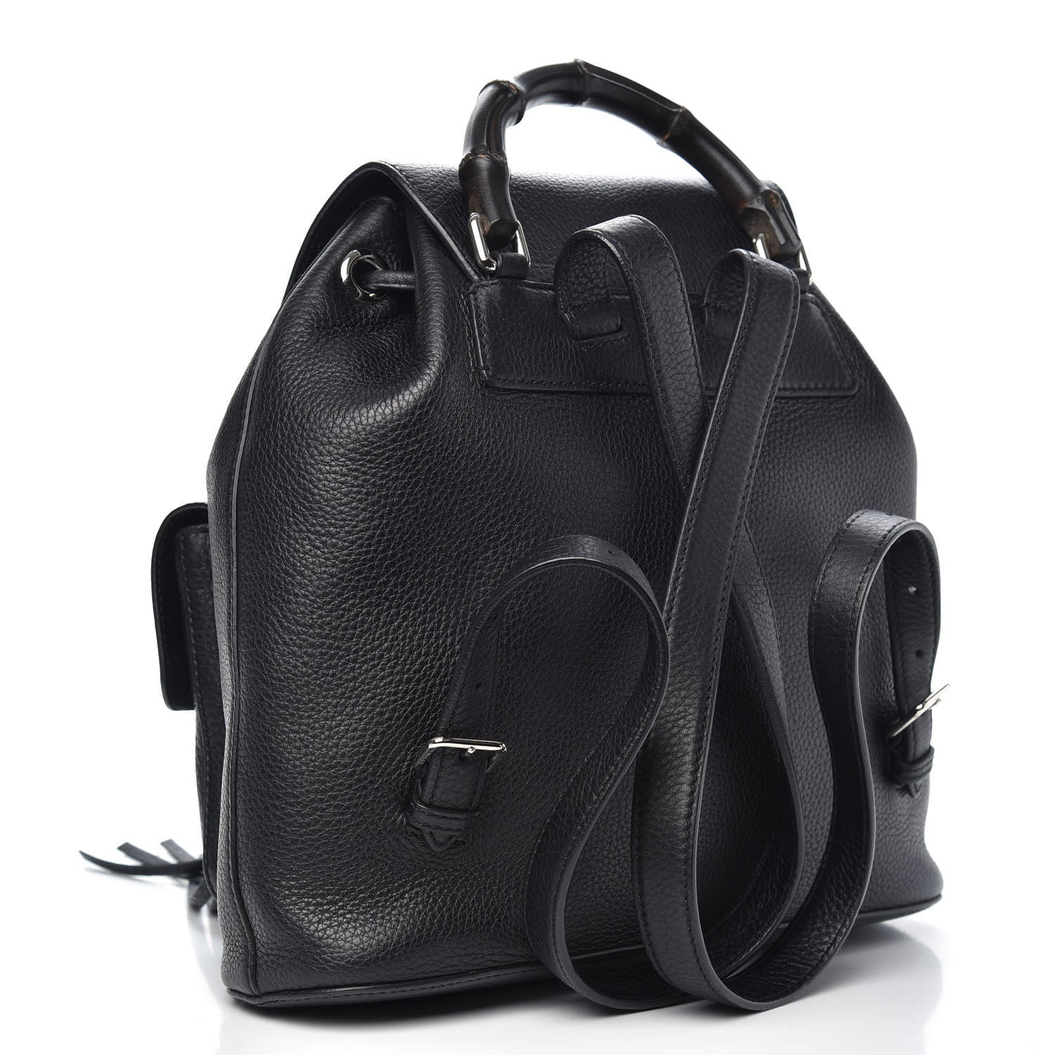 Gucci Cellarius Calfskin Medium Bamboo Backpack Black 3 of 10