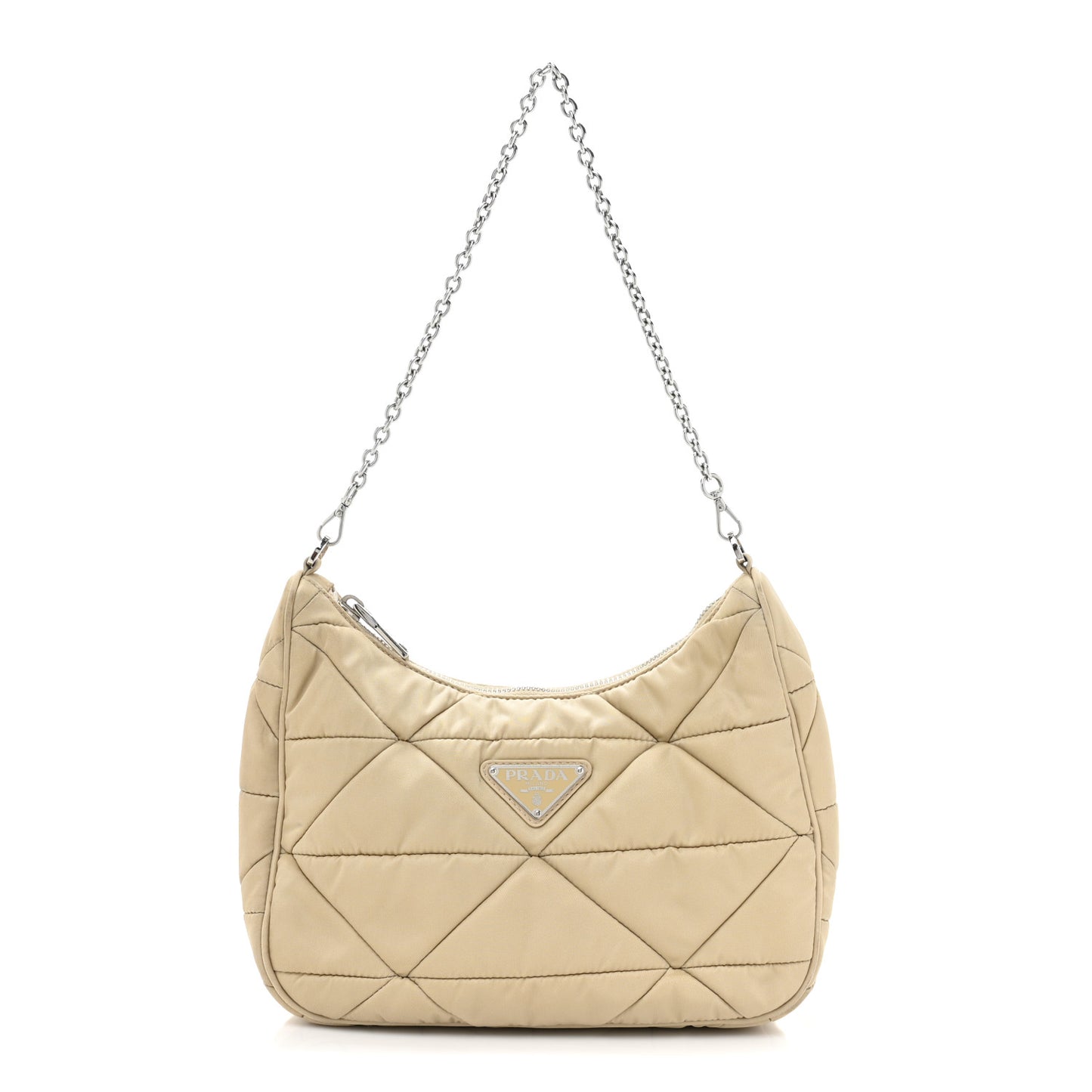 Re-Nylon Triangle Quilted Padded Patchwork System Shoulder Bag Deserto