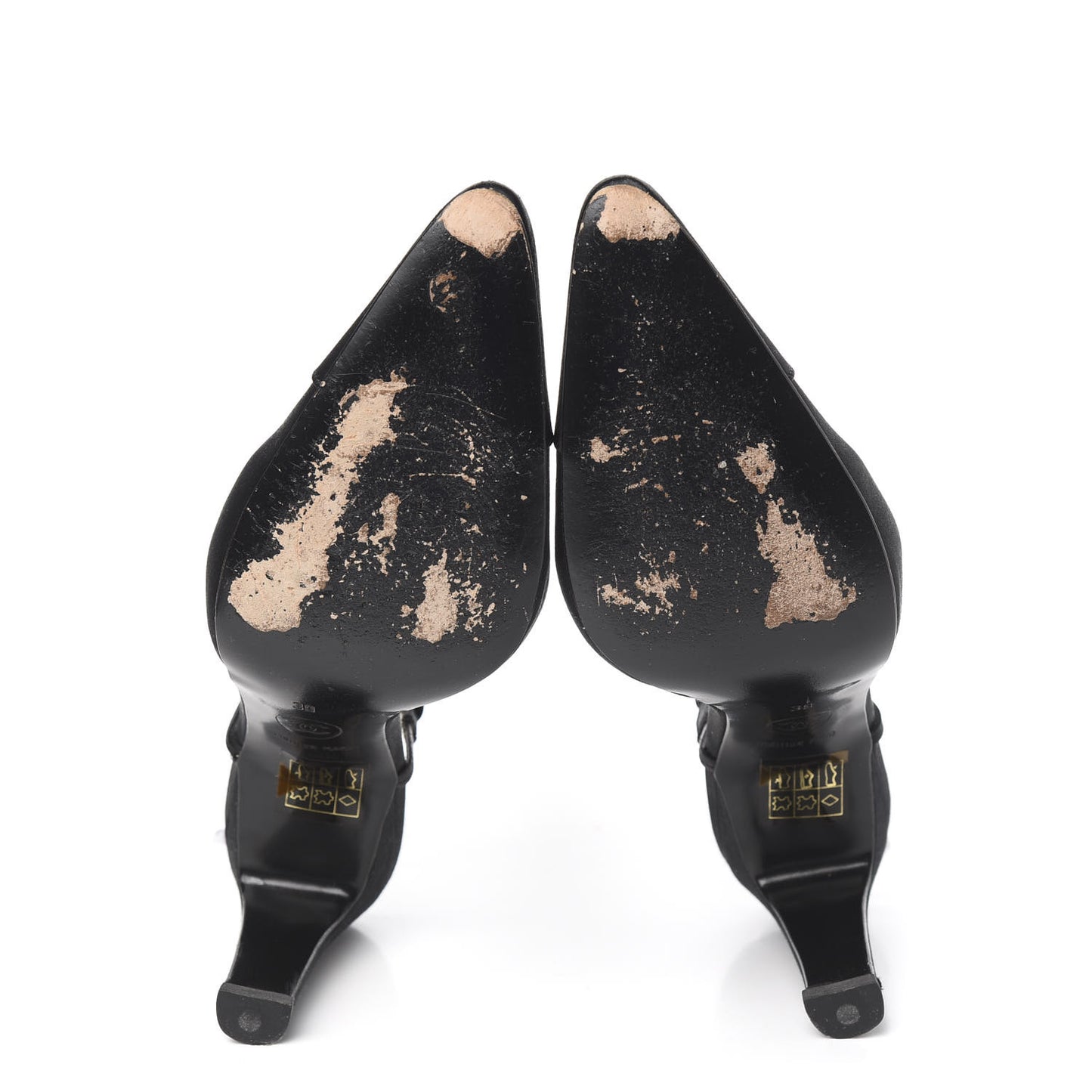 Satin Crystal Slingback Cap Toe Pumps 39 Black