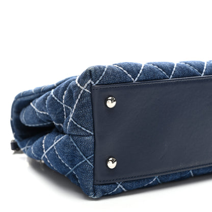 Chanel Denim Quilted Small Coco Handle Flap Blue 8 of 9