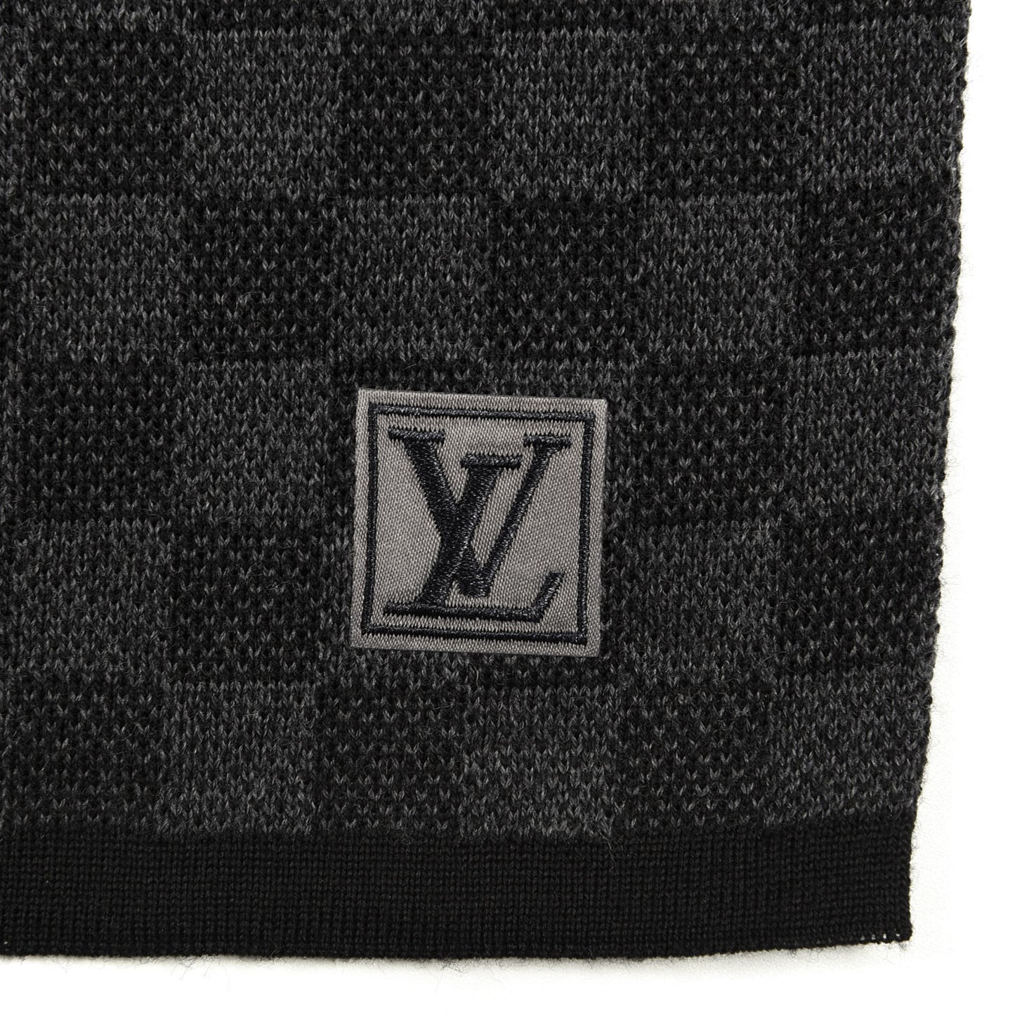 Wool Petit Damier Graphite Scarf Black