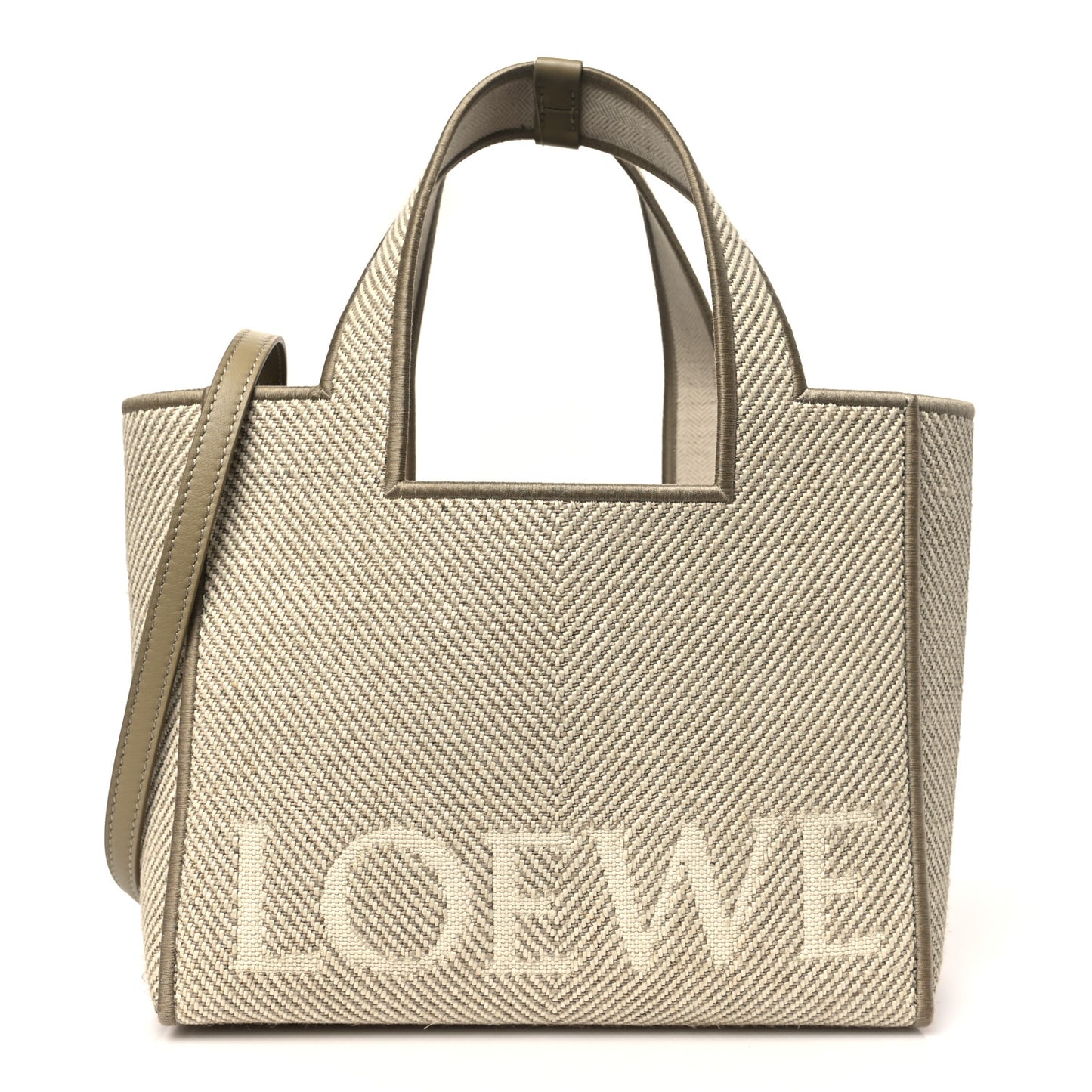 Jacquard Canvas Small Font Tote Ecru