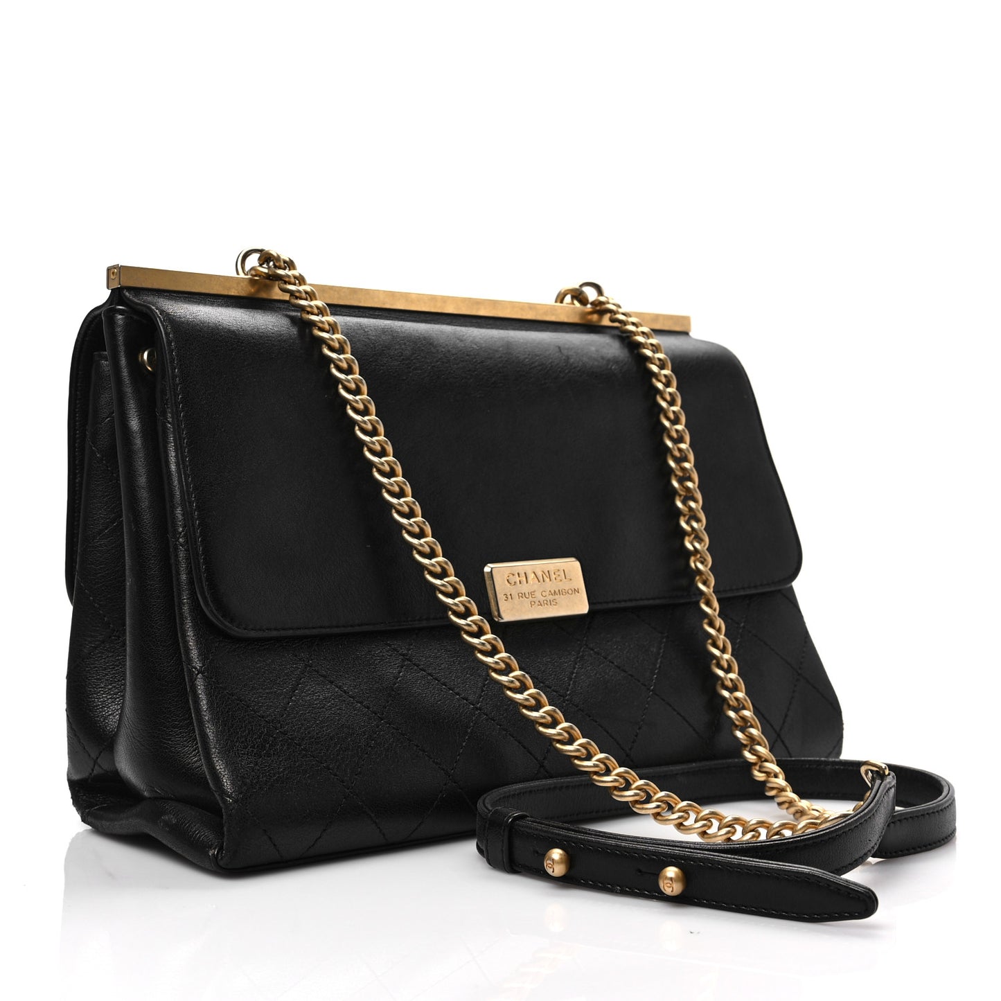 Lambskin Stitched Coco Luxe Medium Flap Black