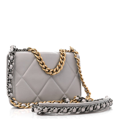 Chanel Lambskin Quilted Chanel 19 Wallet On Chain WOC Grey 2 of 14