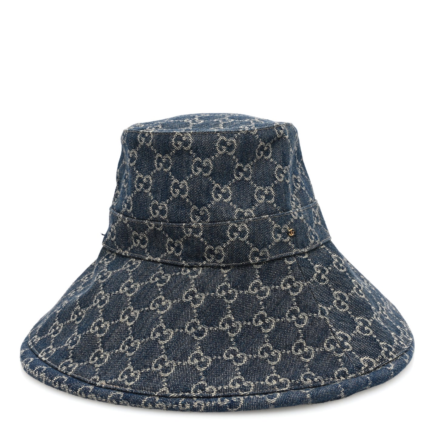 Denim GG Monogram Brim Hat XL Blue Ivory