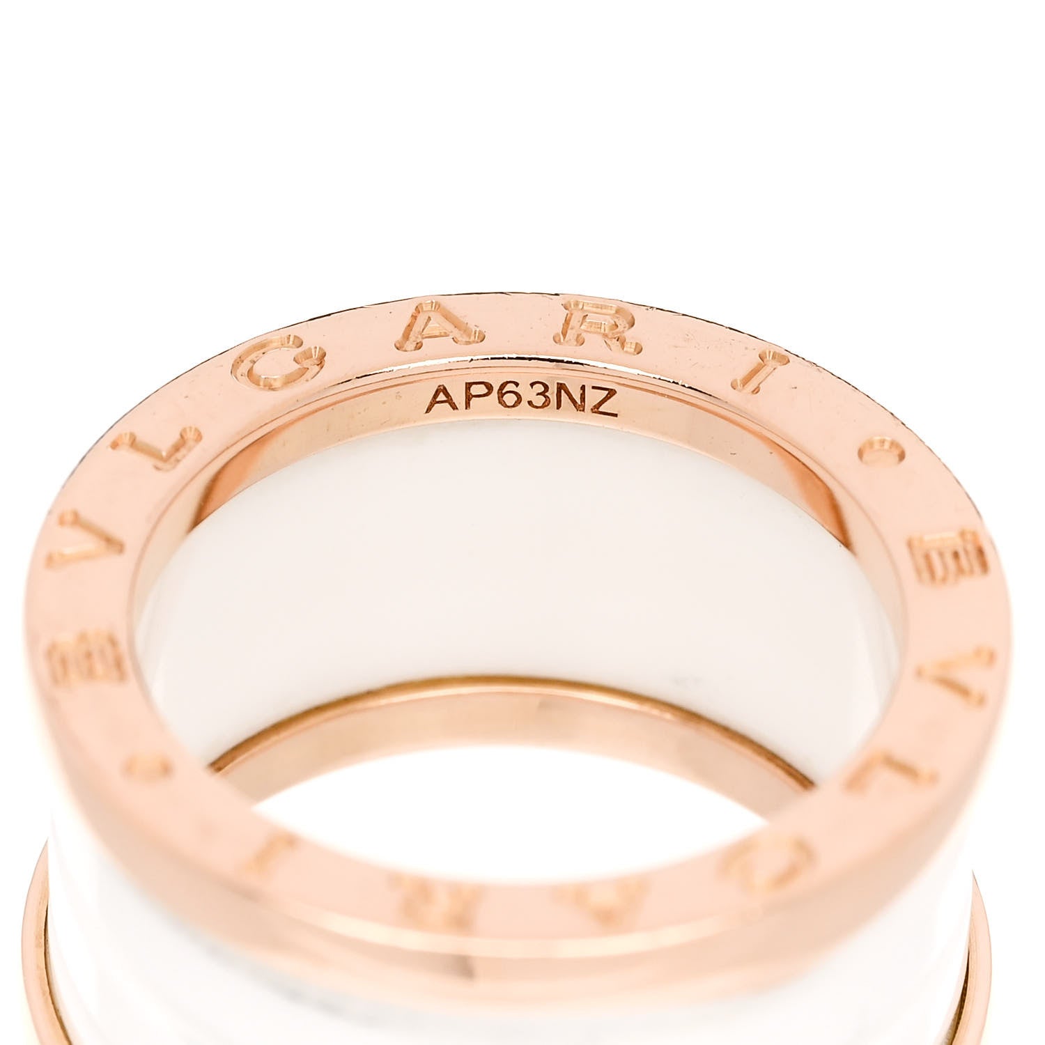 Bulgari 18K Rose Gold White Ceramic B.Zero1 Four-Band Ring 52 6 5 of 5