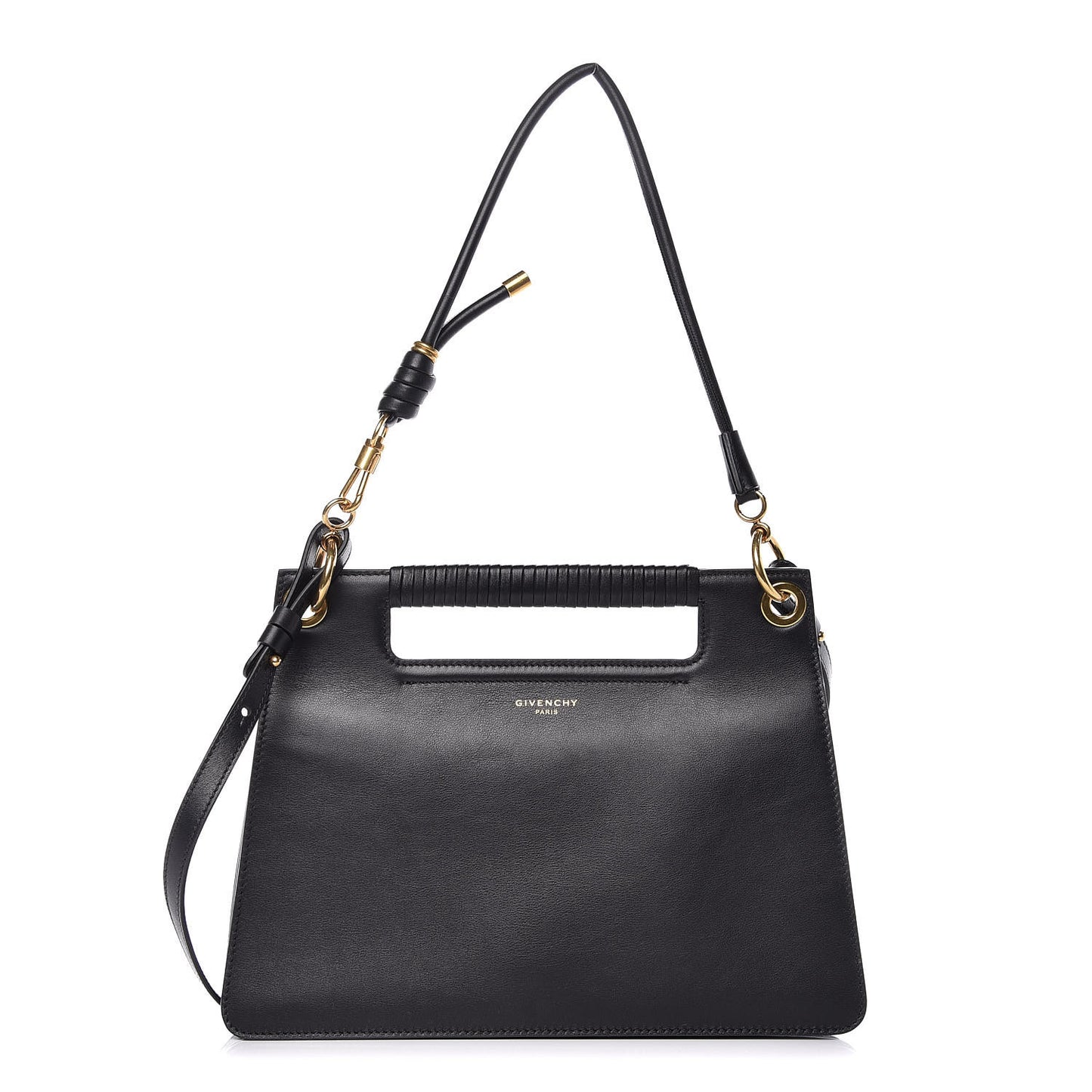 Calfskin Medium Whip Top Handle Crossbody Black
