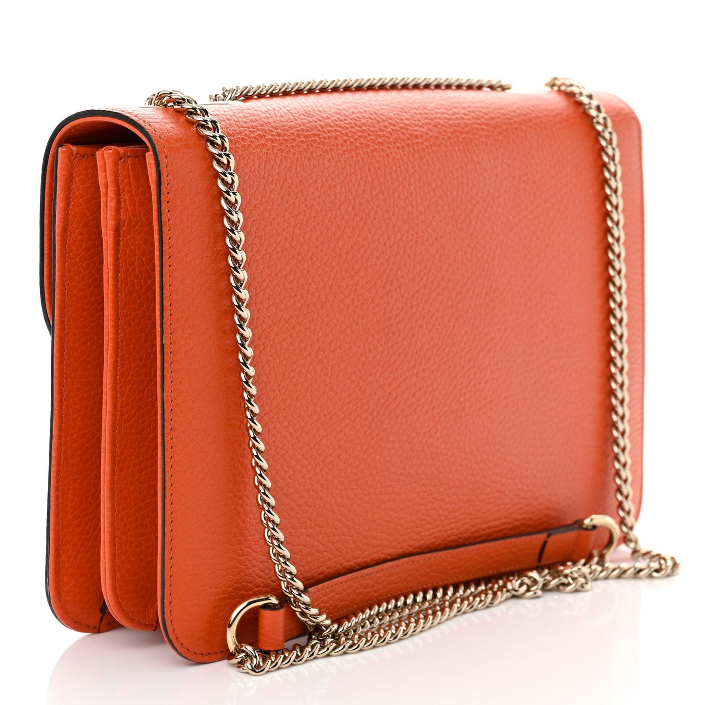Dollar Calfskin InterLocking G Shoulder Bag Sun Orange