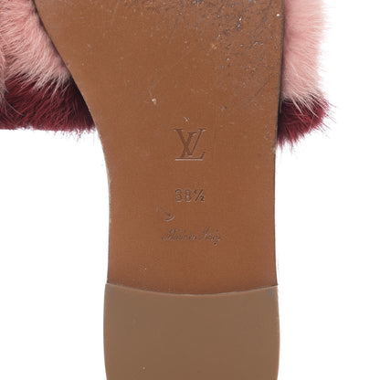 Louis Vuitton Mink Fur Lock It Flat Mule 38.5 Bordeaux 7 of 8
