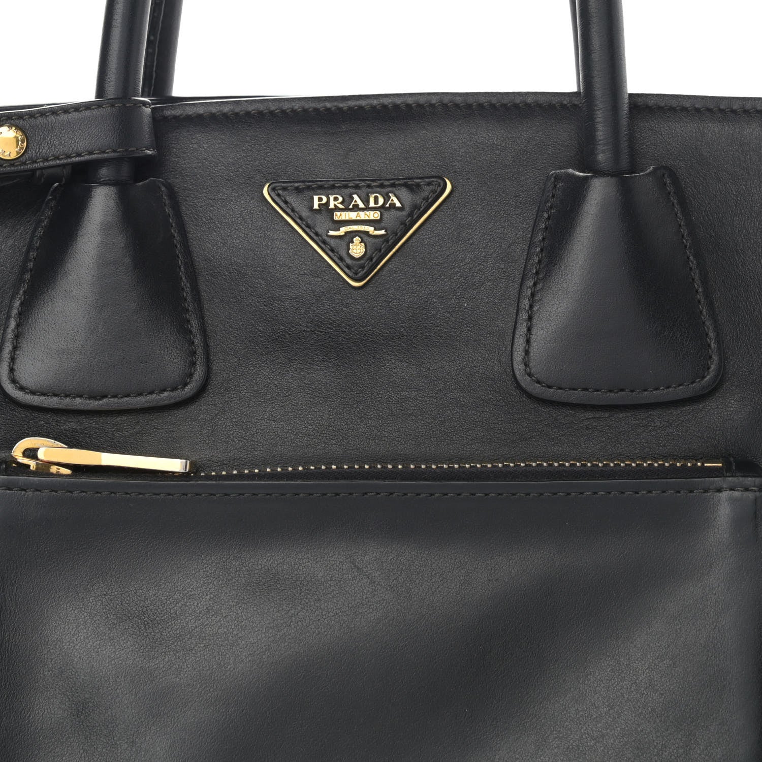 Prada City Calf Front Pocket Tote Black 7 of 11