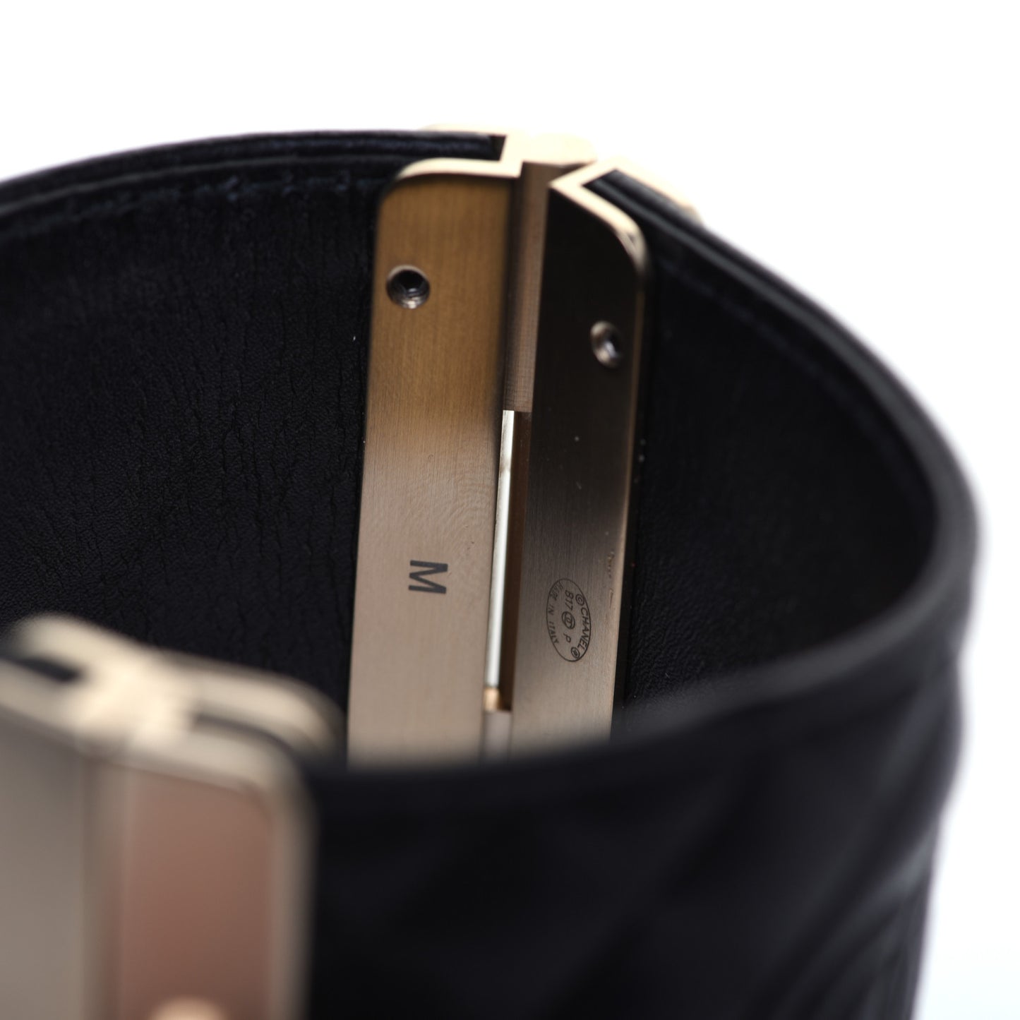 Calfskin Quilted CC Wide Cuff Black