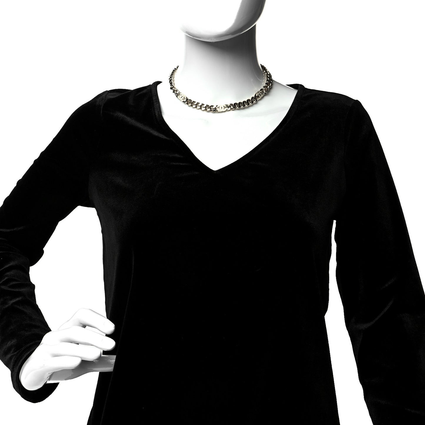 Metal Enamel Chain CC Choker Gold White