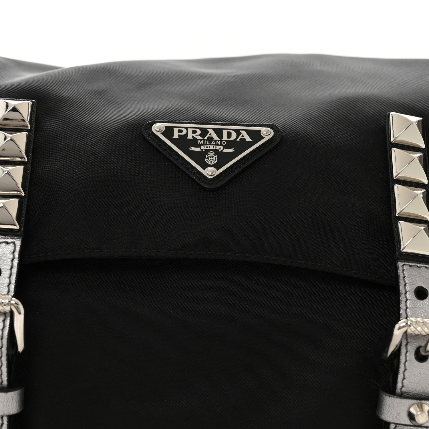 Prada Nylon New Vela Studded Messenger Bag Black 8 of 10