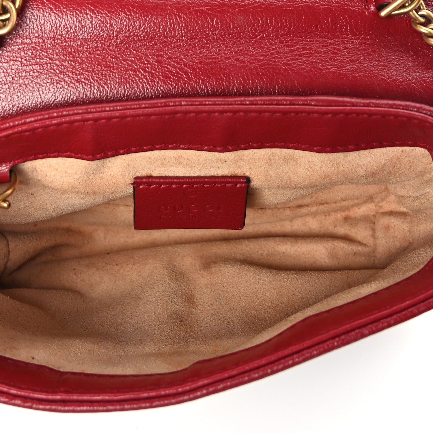 Gucci Vintage Effect Calfskin Matelasse Diagonal Super Mini Torchon GG Marmont Shoulder Bag Black Romantic Cherry 4 of 8