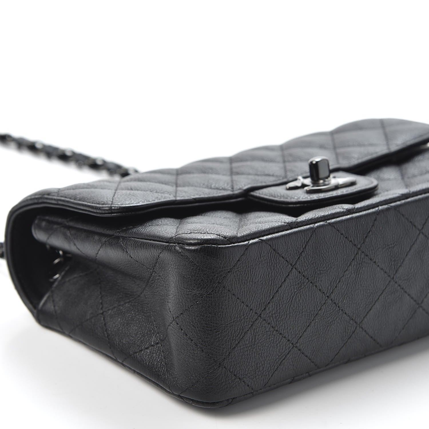Chanel Crumpled Calfskin Quilted Mini Rectangular Flap So Black 5 of 10