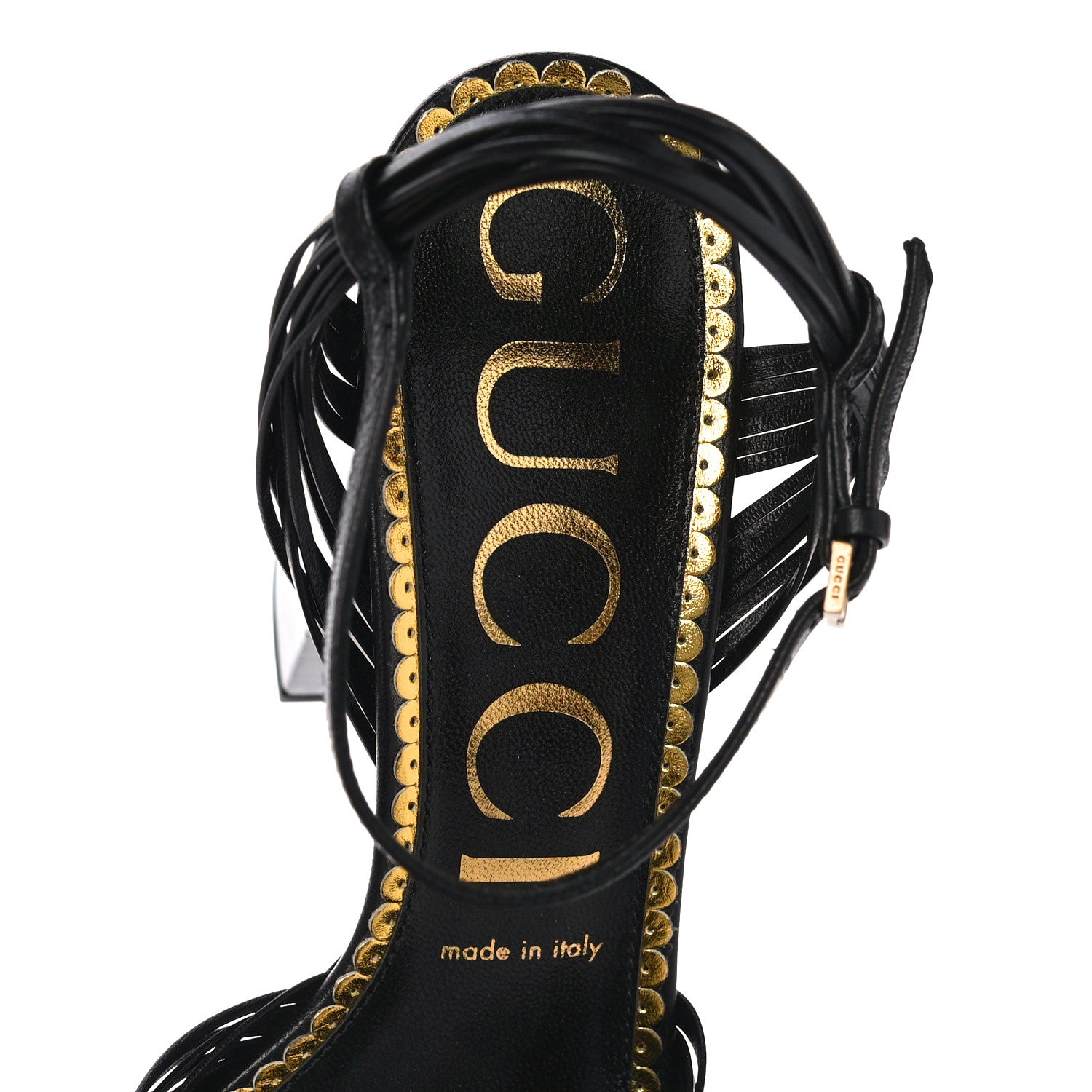 Gucci Malaga Kid Crawford Knotted Strap Platform Sandals 38.5 Black 8 of 12