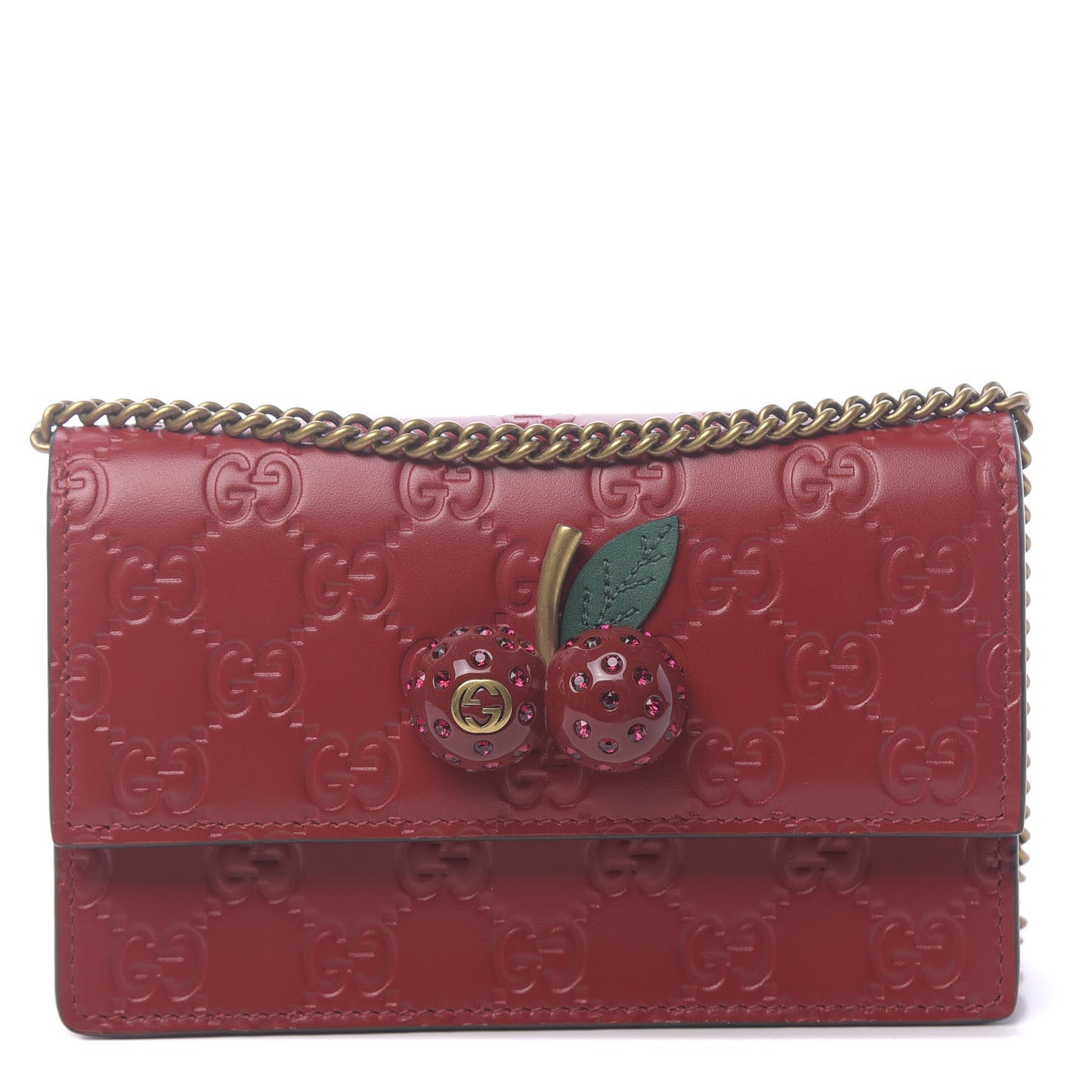 Guccissima Mini Cherry Chain Bag Hibiscus Red