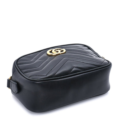 Gucci Calfskin Matelasse Mini GG Marmont Chain Shoulder Bag  Black 3 of 7