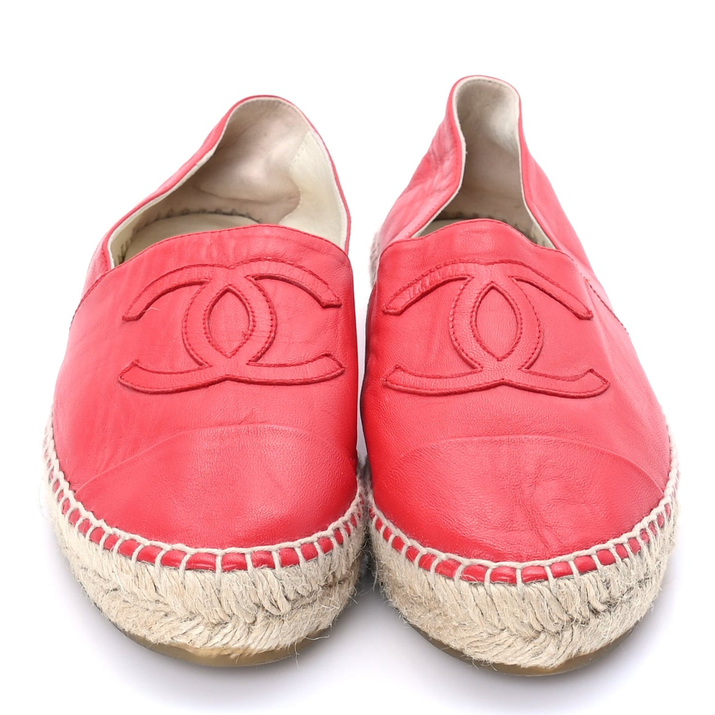 Lambskin CC Espadrilles 37  Red
